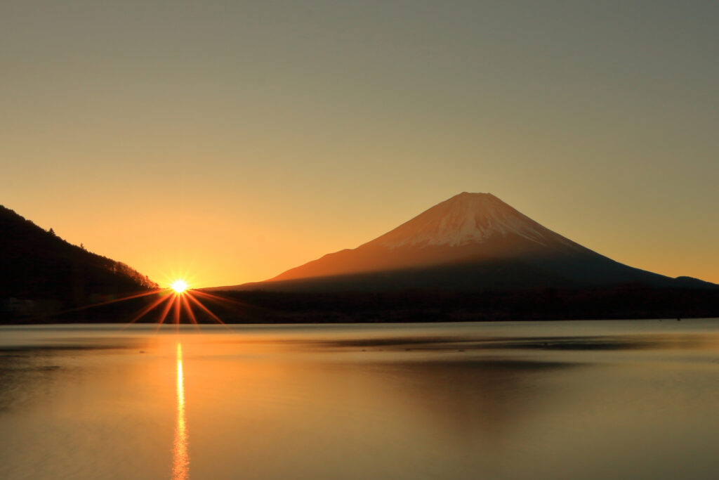 The Sunrise and Mt. Fuji viewed from Lake Yamanaka